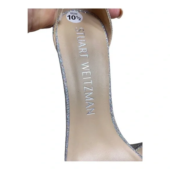 Stuart Weitzman Nudistcurve Hollywood Glitter Platform High Heel Sandals 10.5
